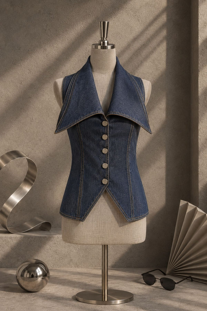 WIDE COLLAR WAISTCOAT TOP
