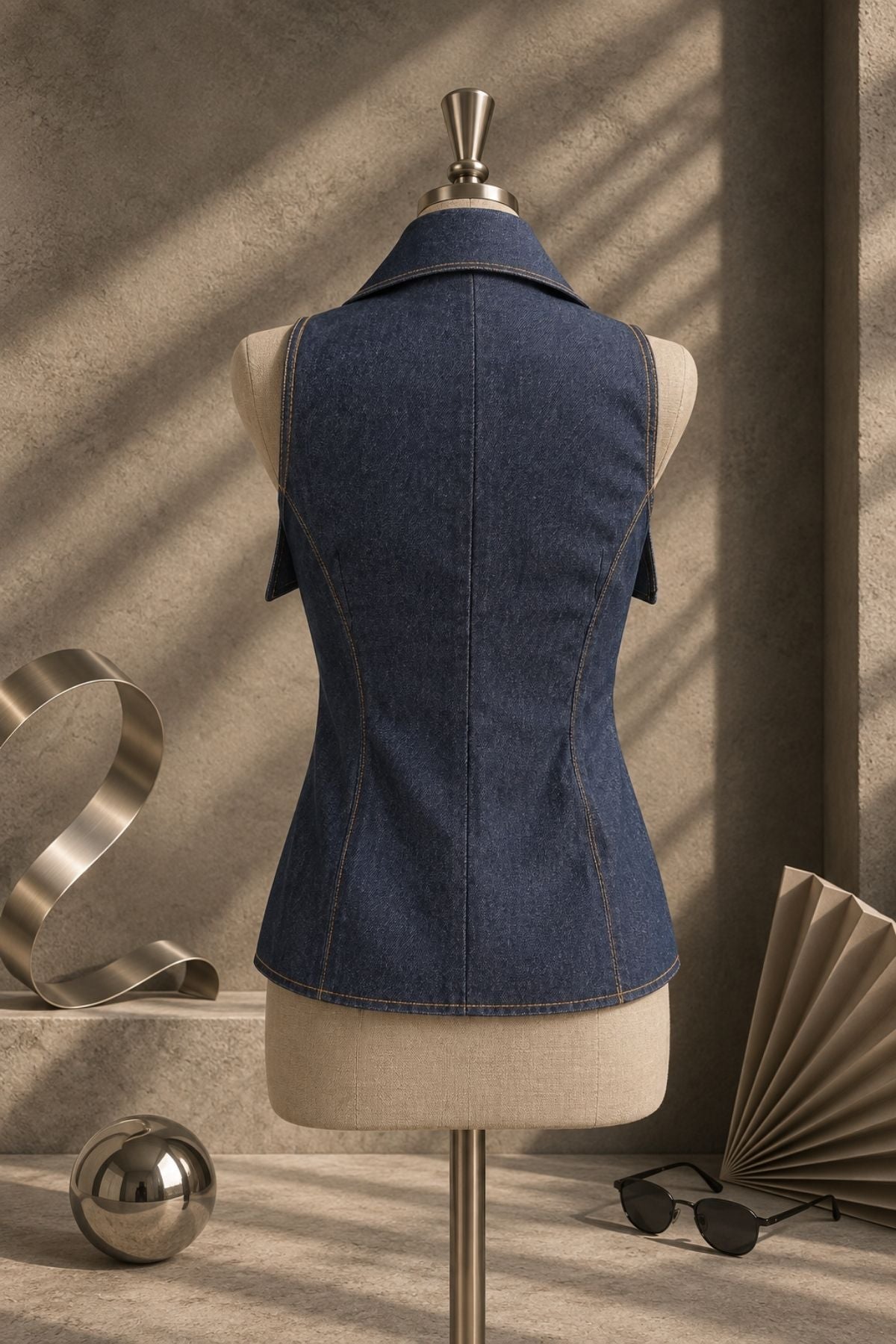 WIDE COLLAR WAISTCOAT TOP