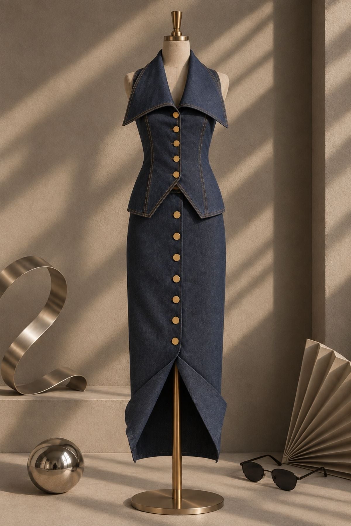 WIDE COLLAR WAISTCOAT TOP