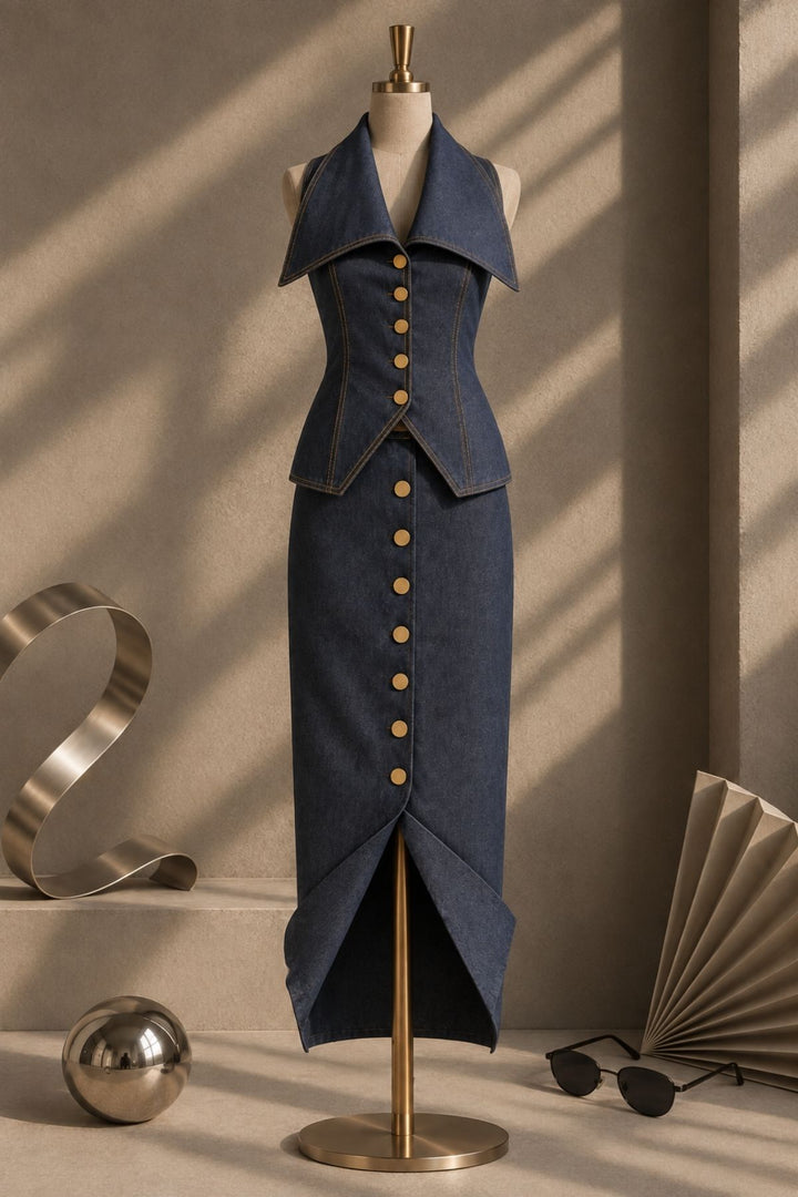 WIDE COLLAR WAISTCOAT TOP