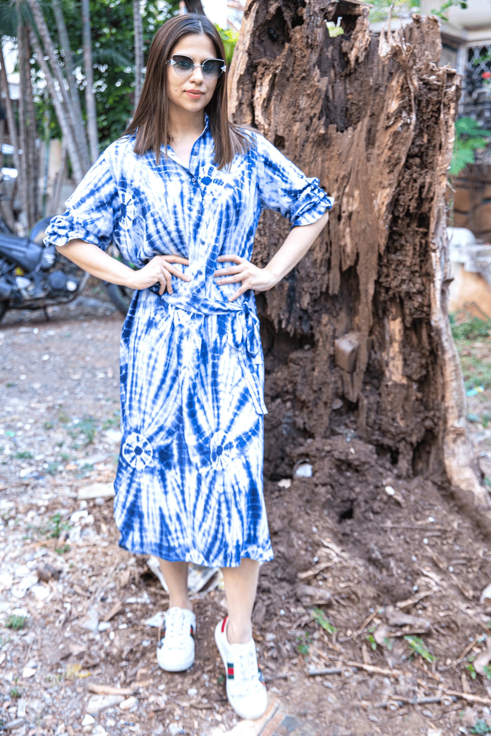 Tie dye top shirt dress